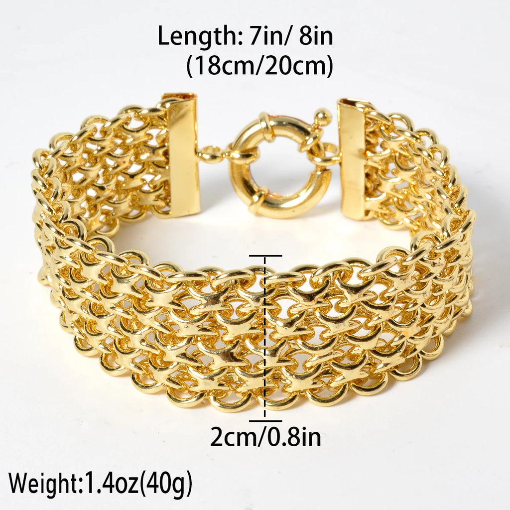 New 18MM wide copper chain bracelet unisex 18K gold