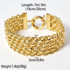New 18MM wide copper chain bracelet unisex 18K gold