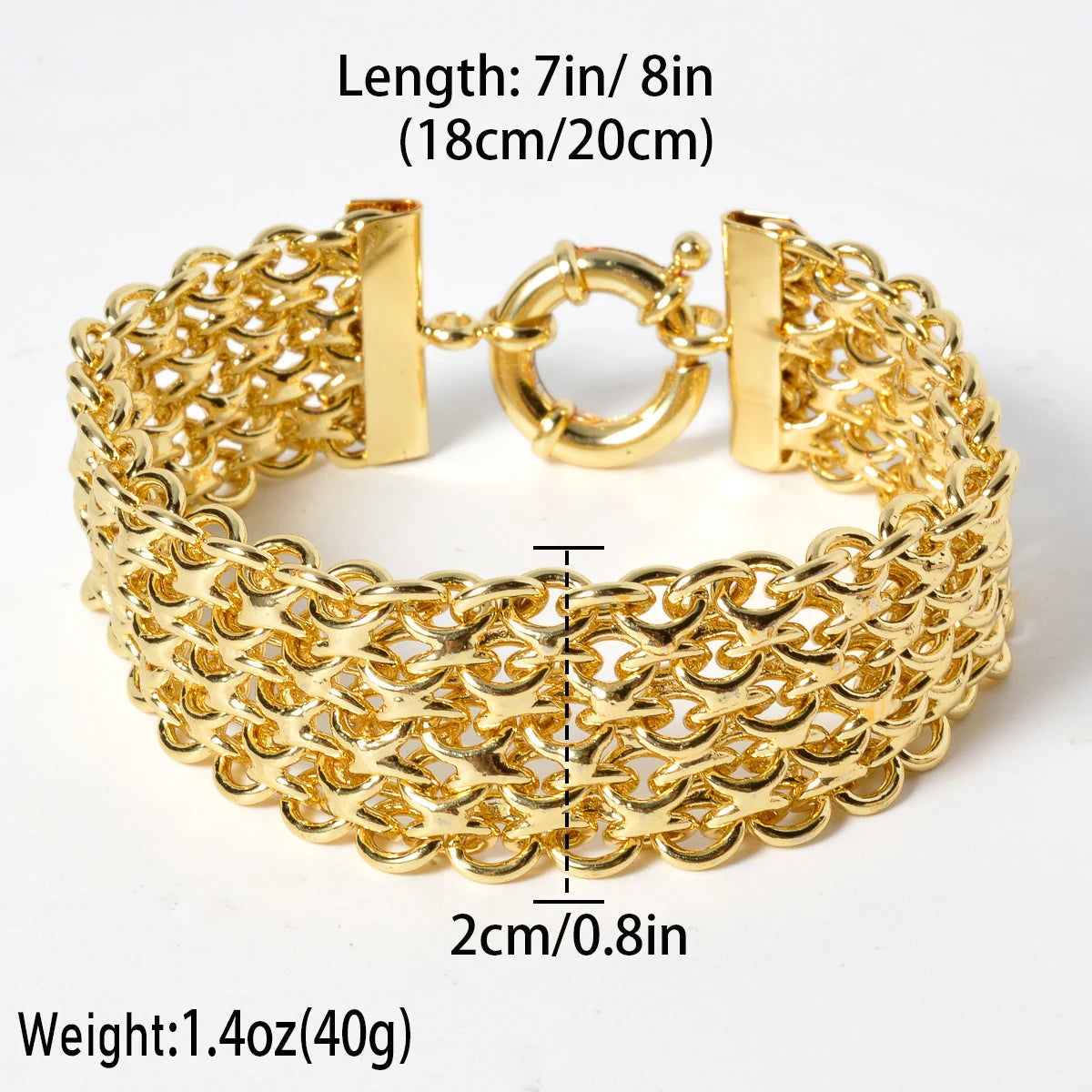 New 18MM wide copper chain bracelet unisex 18K gold