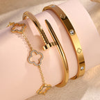 Stainless Steel Gold Plated Four-Leaf Flower Nails