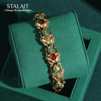 Vintage Adjustable Frog Charm Bracelet with Natural
