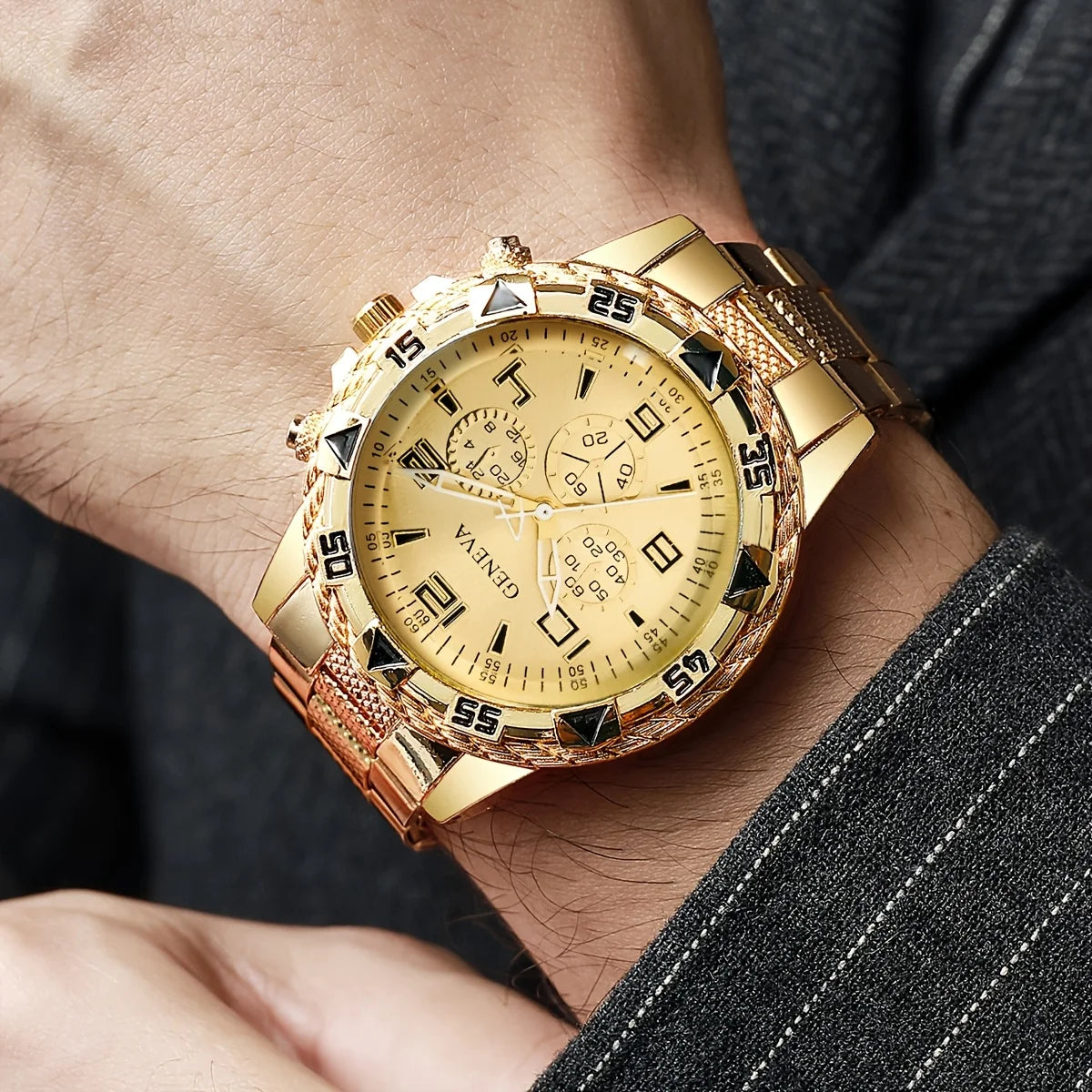 [4pcs/set Business Quartz Watch] Large Dial Trendy