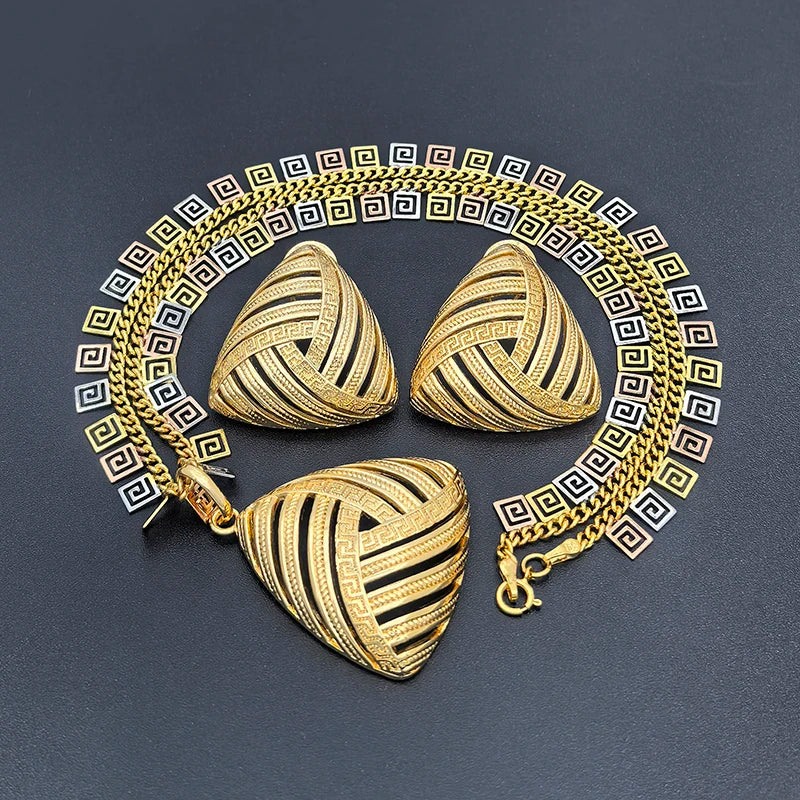Italian Necklace Earrings Exquisite Gold Plated