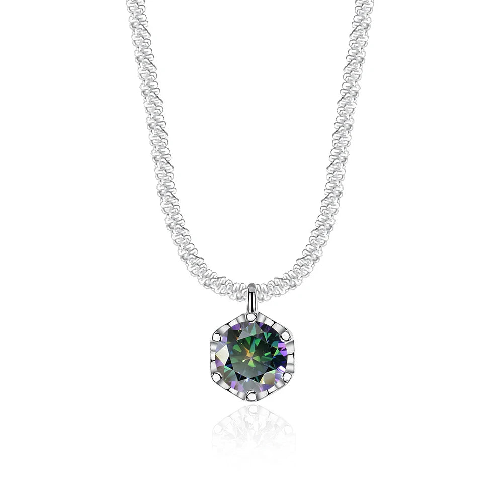 Luxury 1CT GRA Sparkling Moissanite Diamond White - rainbow green / 40 plus 5cm / 1ct silver|China Mainland