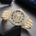 Luxury Classic Golden Men's Steel Strap Roman Scale - golden / CN