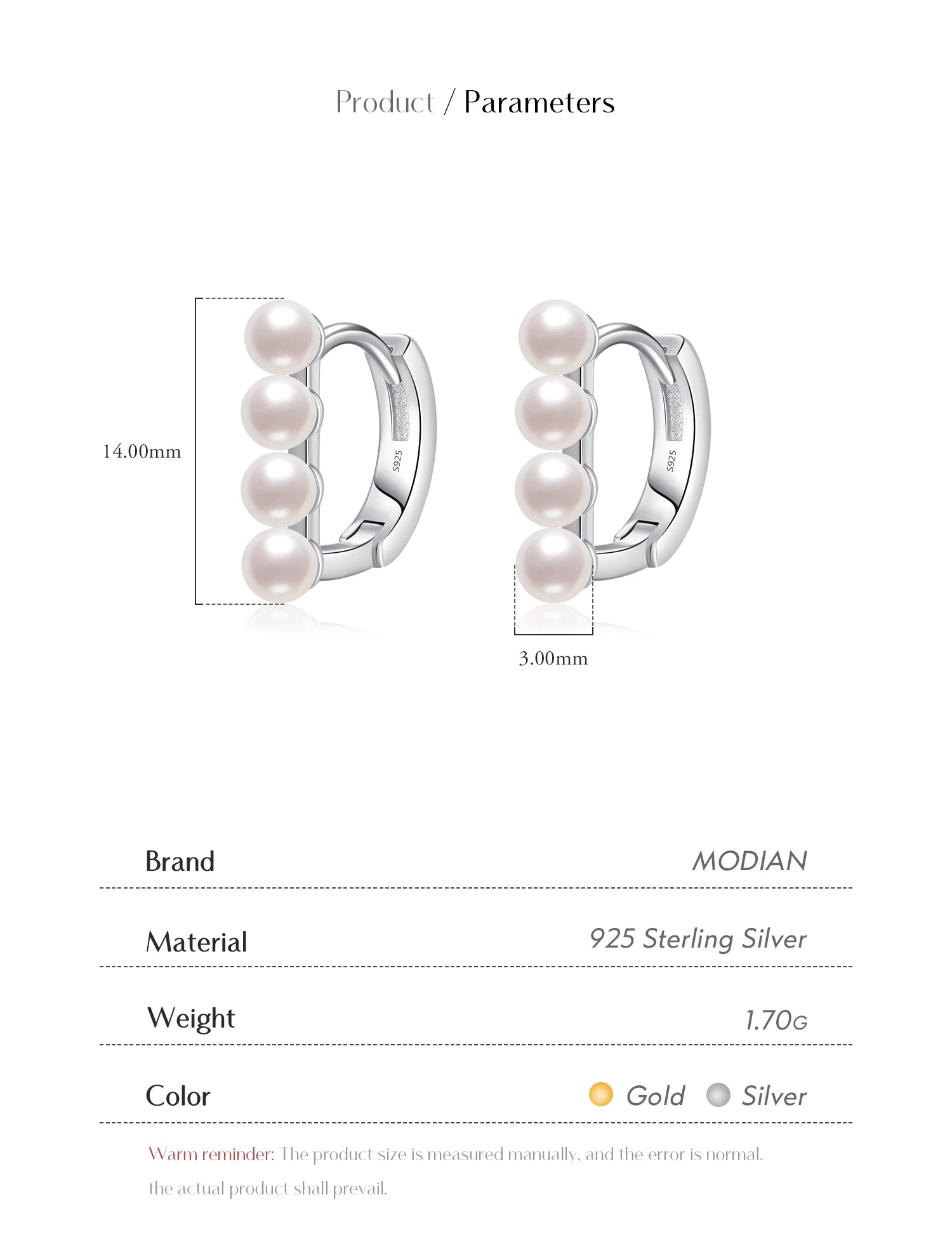 Modian 925 Sterling Silver Shell Pearl Geometric