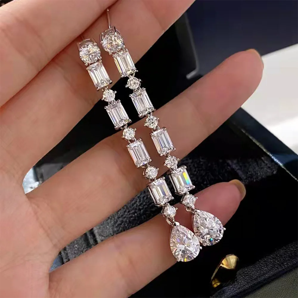Cosya 6.8CT Full Moissanite Long Drop Earrings.