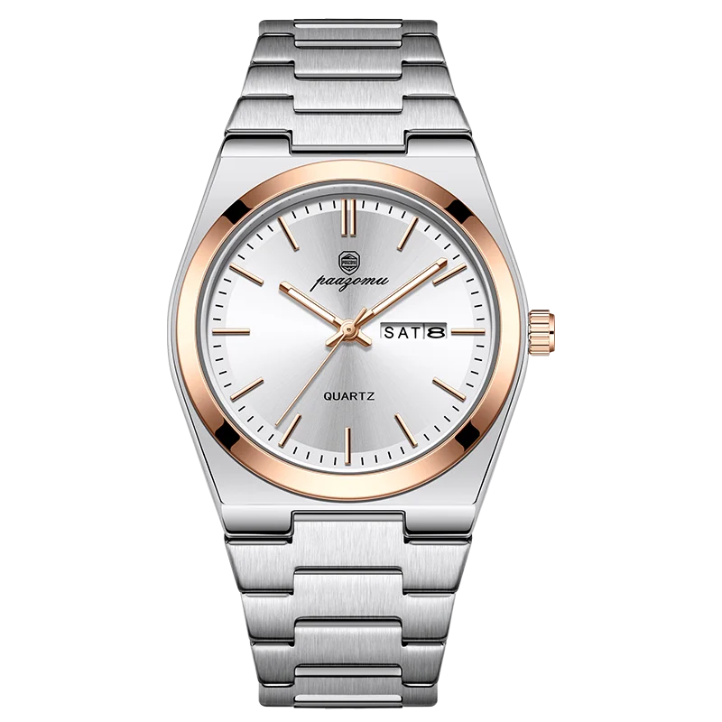 PAAZOMU Luxury Quartz Man Wristwatch Sport Men Watches - M930 RoseGold White