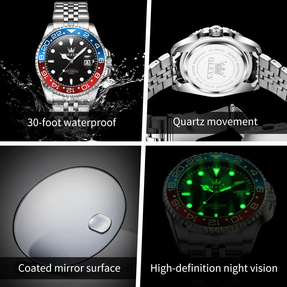 OLEVS Top Men's Watches Original Stainless Steel Date