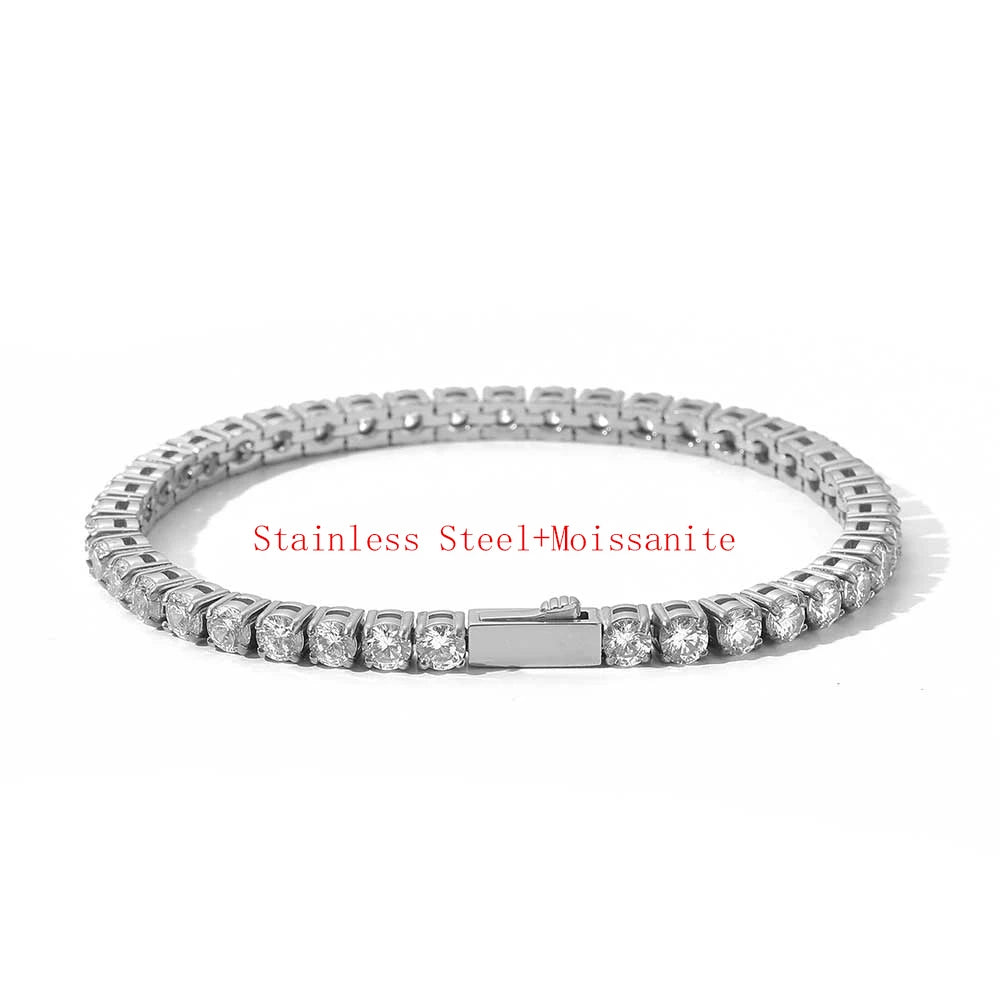 ESKEEM Real Moissanite Tennis Bracelet Pass Test - VVS1 Moissanite / Stainless Steel / 4mm 7inch, VVS1 Moissanite / Stainless Steel / 4mm 8inch, VVS1 Moissanite / Stainless Steel / 3mm 7inch, VVS1 Moissanite / Stainless Steel / 3mm 8inch, VVS1 Moissanite / Stainless Steel / 5mm 7inch, VVS1 Moissanite / Stainless Steel / 5mm 8inch