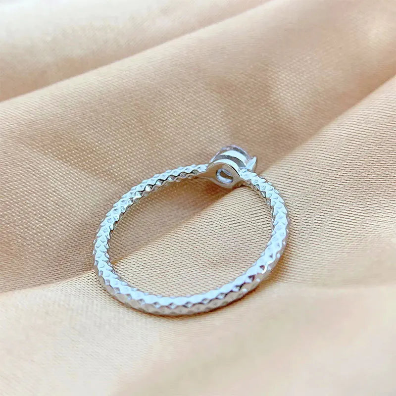 0.3ct Moissanite Ring for Women 18k White Gold.
