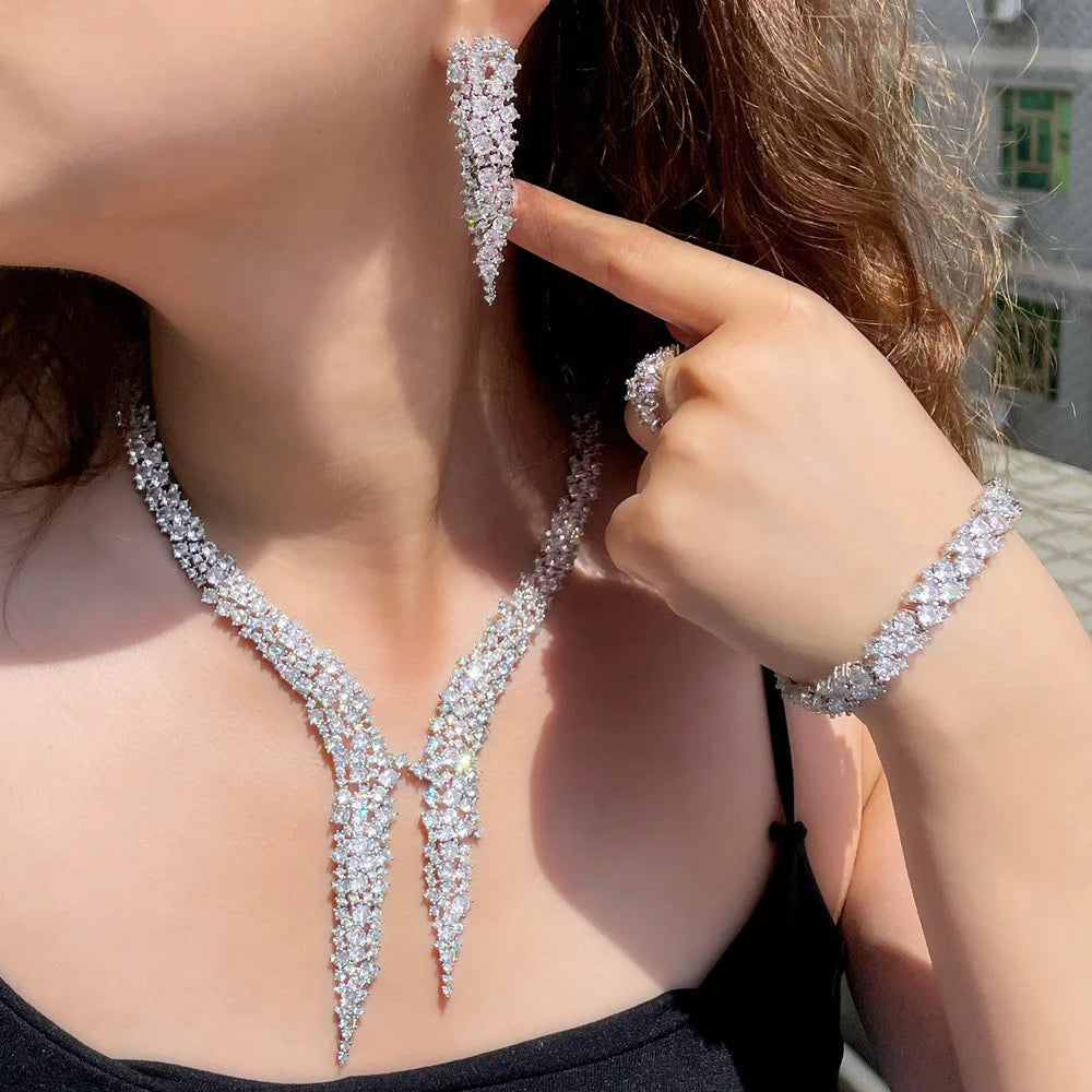 Handmade Lady Lab Diamond Jewelry Set White Gold