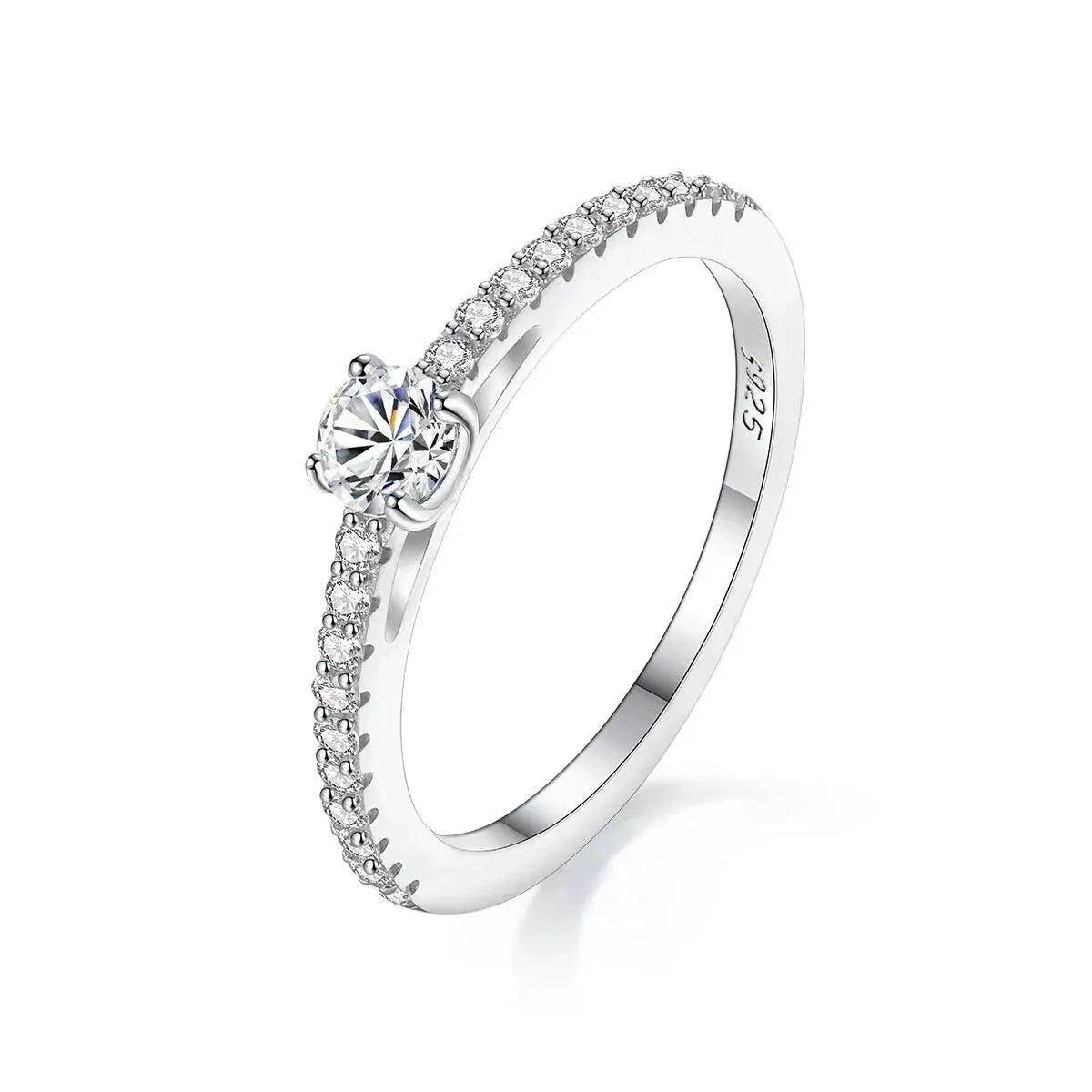 Real 925 Sterling Silver Small Moissnaite Ring For