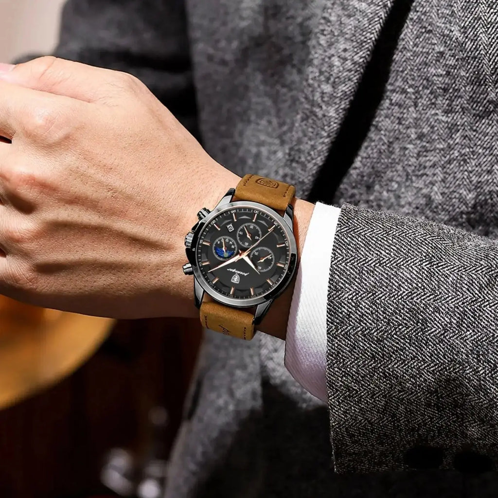 POEDAGAR Fashion Business Men Quartz Watch Waterproof