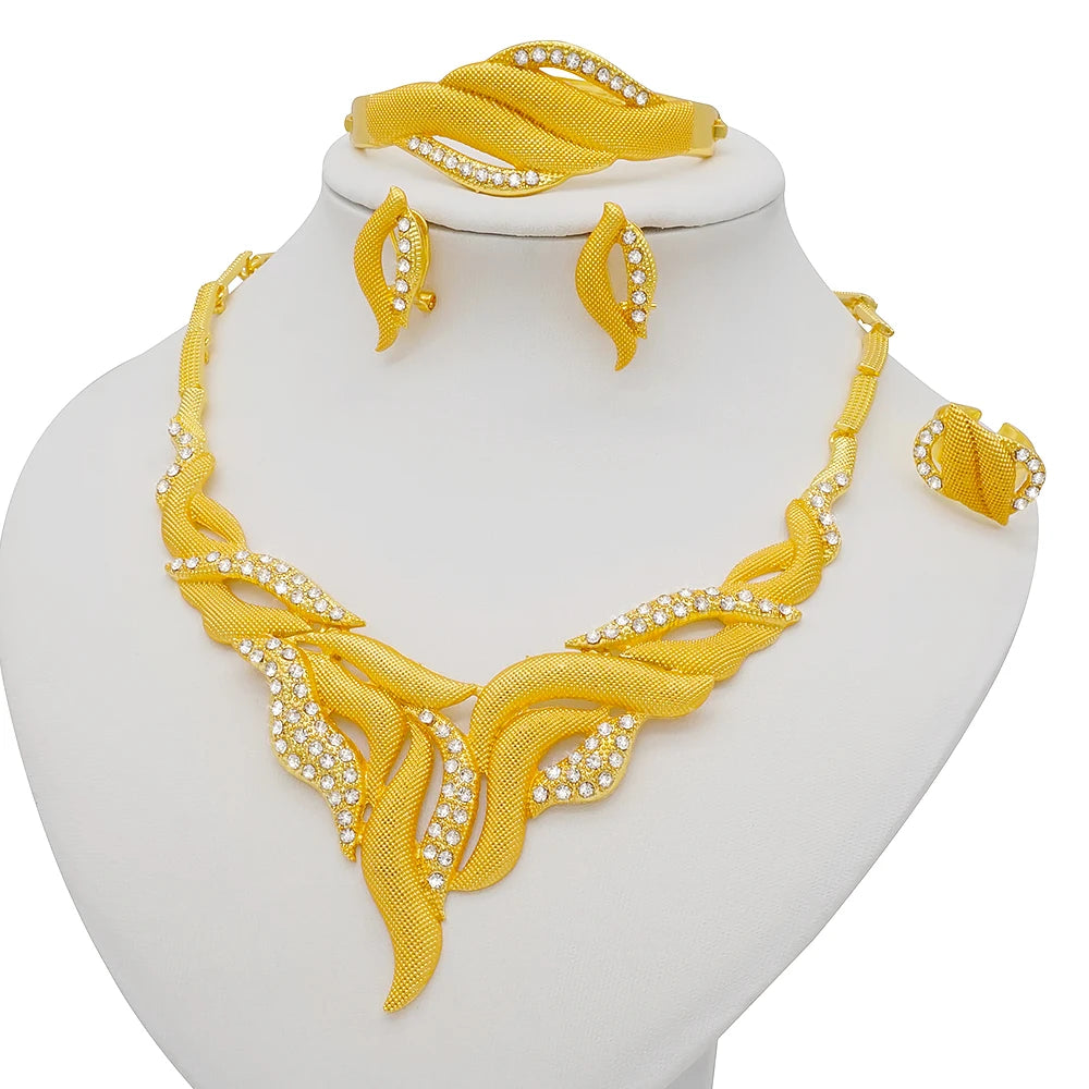 Dubai Women Gold Color Jewelry Sets African Wedding - BJ874