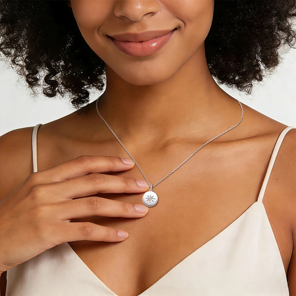 925 Silver Round Star Pendant Necklaces For Women
