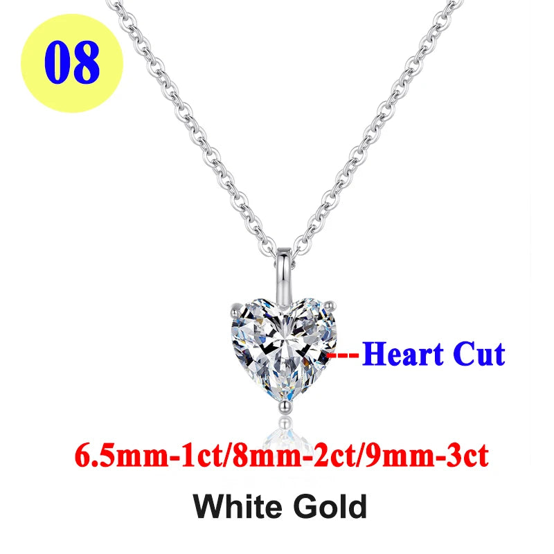 PureMax 1ct 2ct 3ct D Color VVS1 Moissanite Diamond - XL07-heart-white / 3ct / 45cm-add box, XL07-heart-white / 3ct / 45cm-add bag, XL07-heart-white / 1ct / 45cm-add box, XL07-heart-white / 1ct / 45cm-add bag, XL07-heart-white / 2ct / 45cm-add box, XL07-heart-white / 2ct / 45cm-add bag