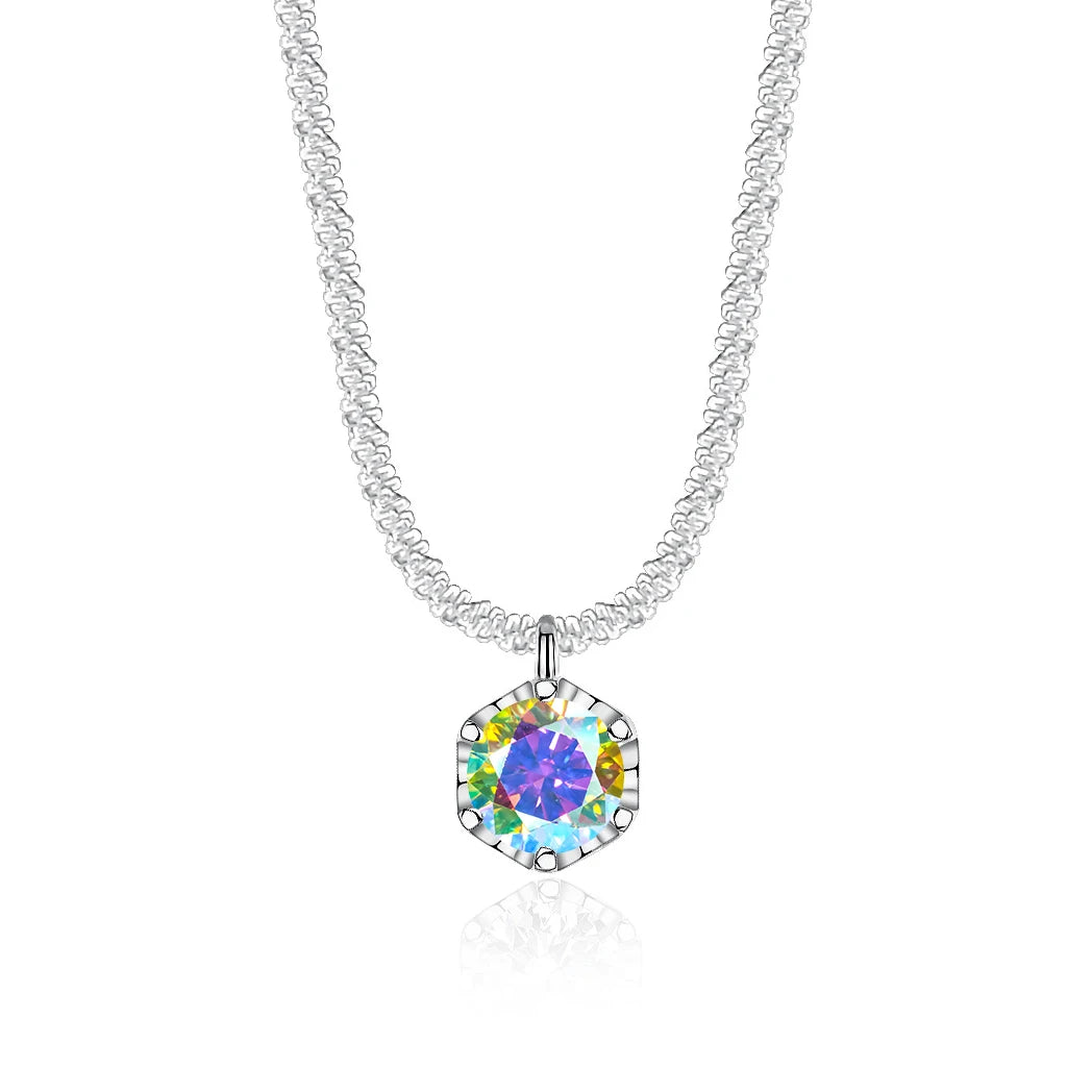 Luxury 1CT GRA Sparkling Moissanite Diamond White - AB color / 40 plus 5cm / 1ct silver|China Mainland