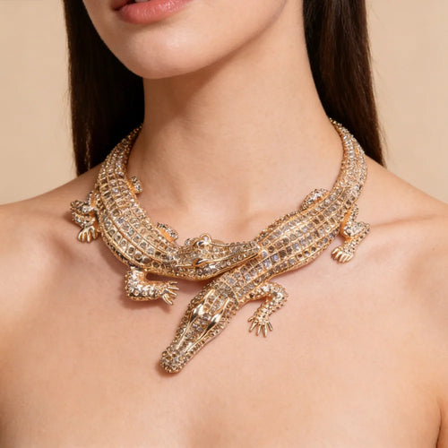 2026 New Fashion Double Crocodile Choker Necklace