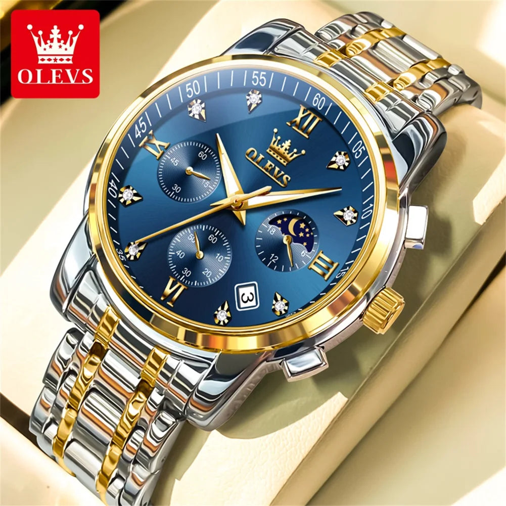 Olevs 2858 Men's Watches Stainless Steel Waterproo.
