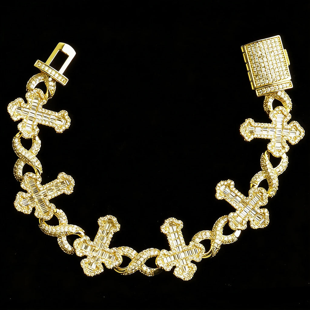 Aokaishen Iced Out Infinity Baguette Cross Link