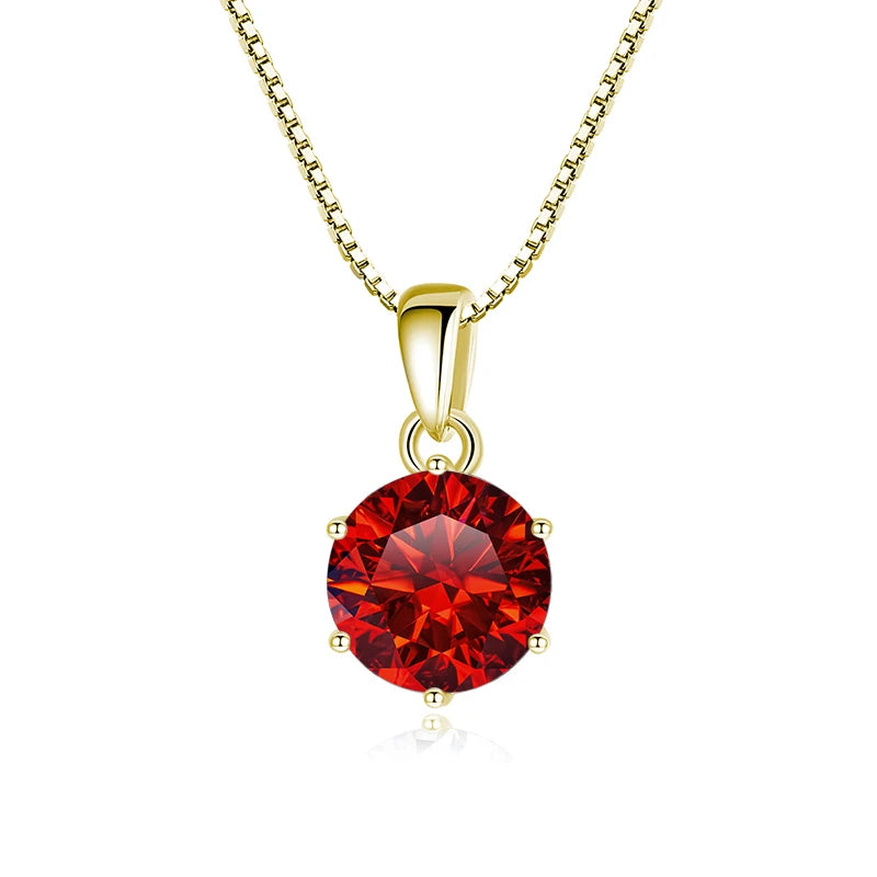 Butterflykiss 1 CT Real Moissanite Pendant Necklace - gold Garnet / 45cm