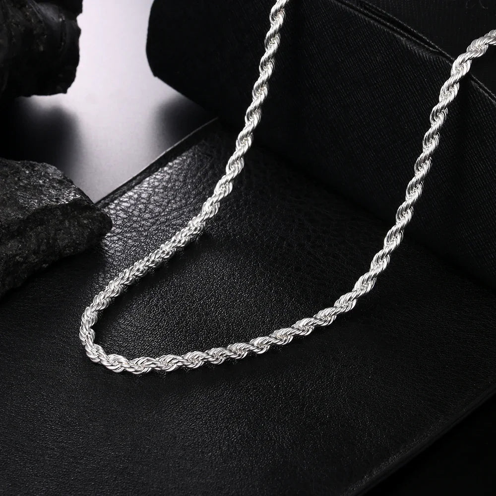 Hot Charms Fine 4MM Rope Chain 925 Sterling Silver