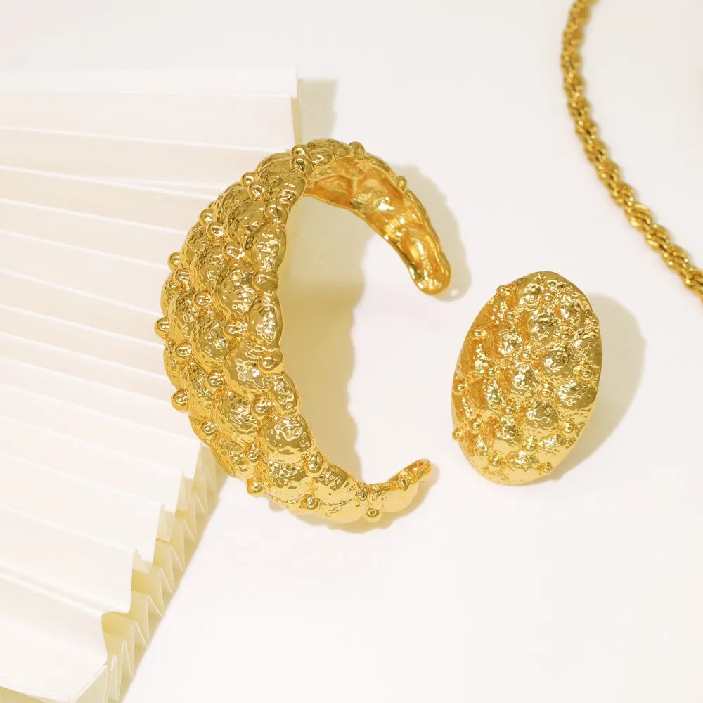 African Dubai 18K Gold Plated Chunky Jewelry Set