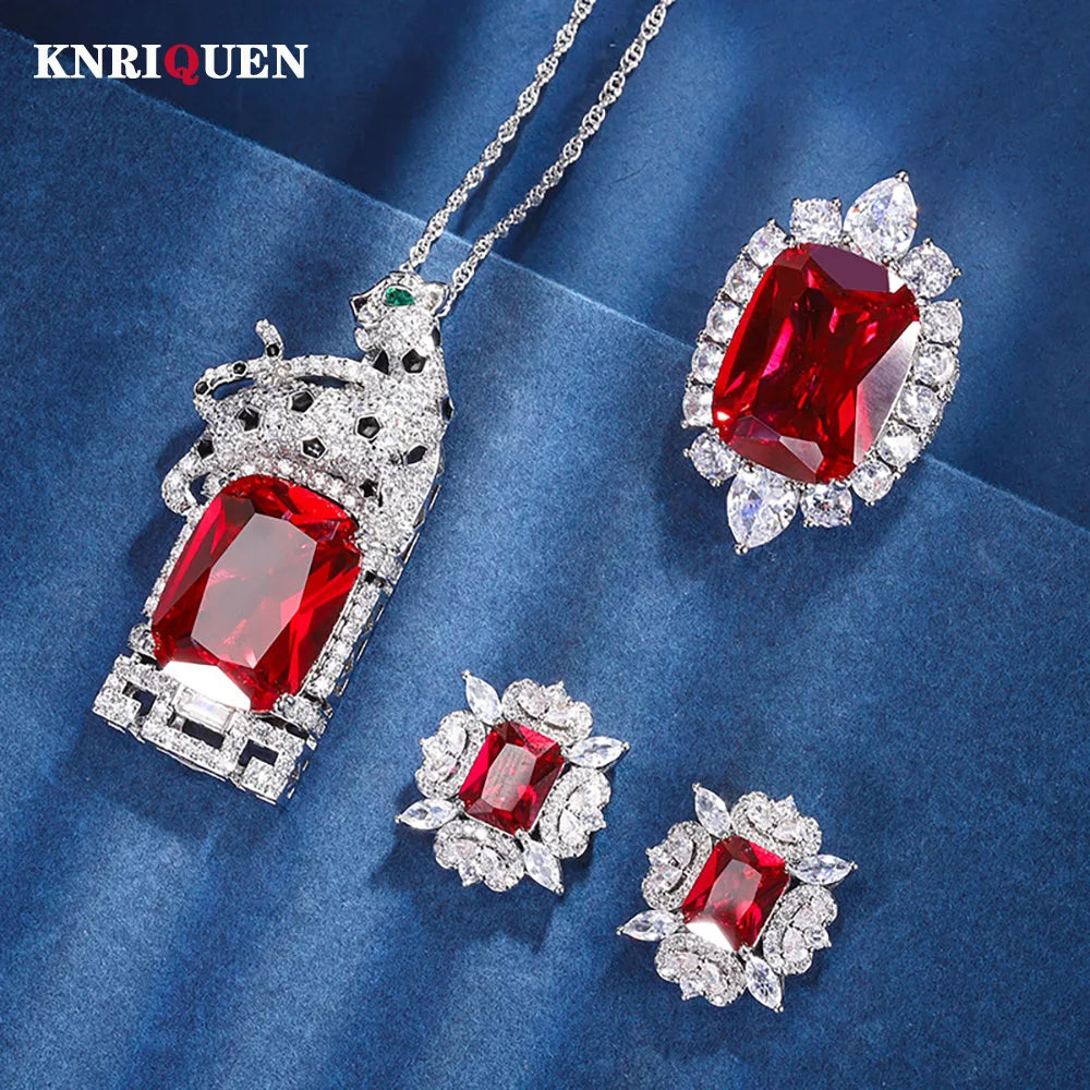 Vintage 15*20mm Ruby Gemstone Necklace Pendant