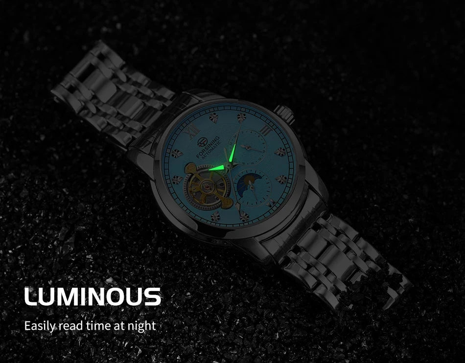 Forsining Tourbillon Automatic Men Watch 24h AM