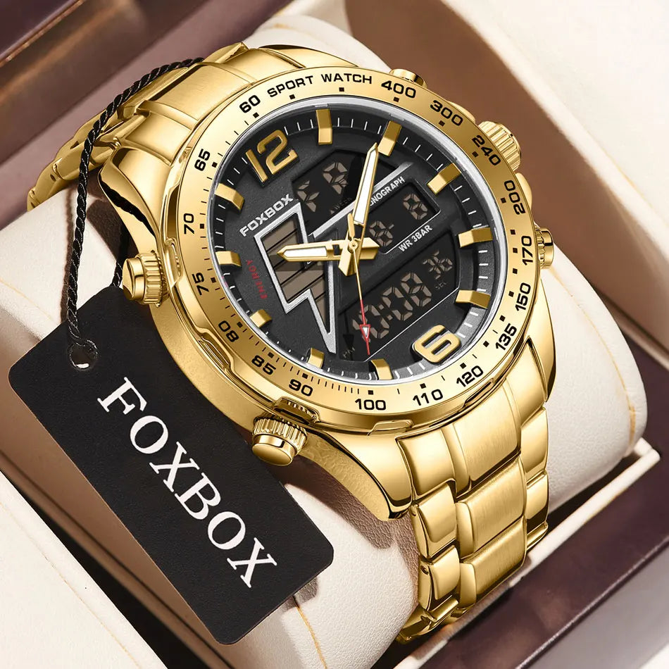 New Foxbox Men Watch Dual Display 30M Waterproof.