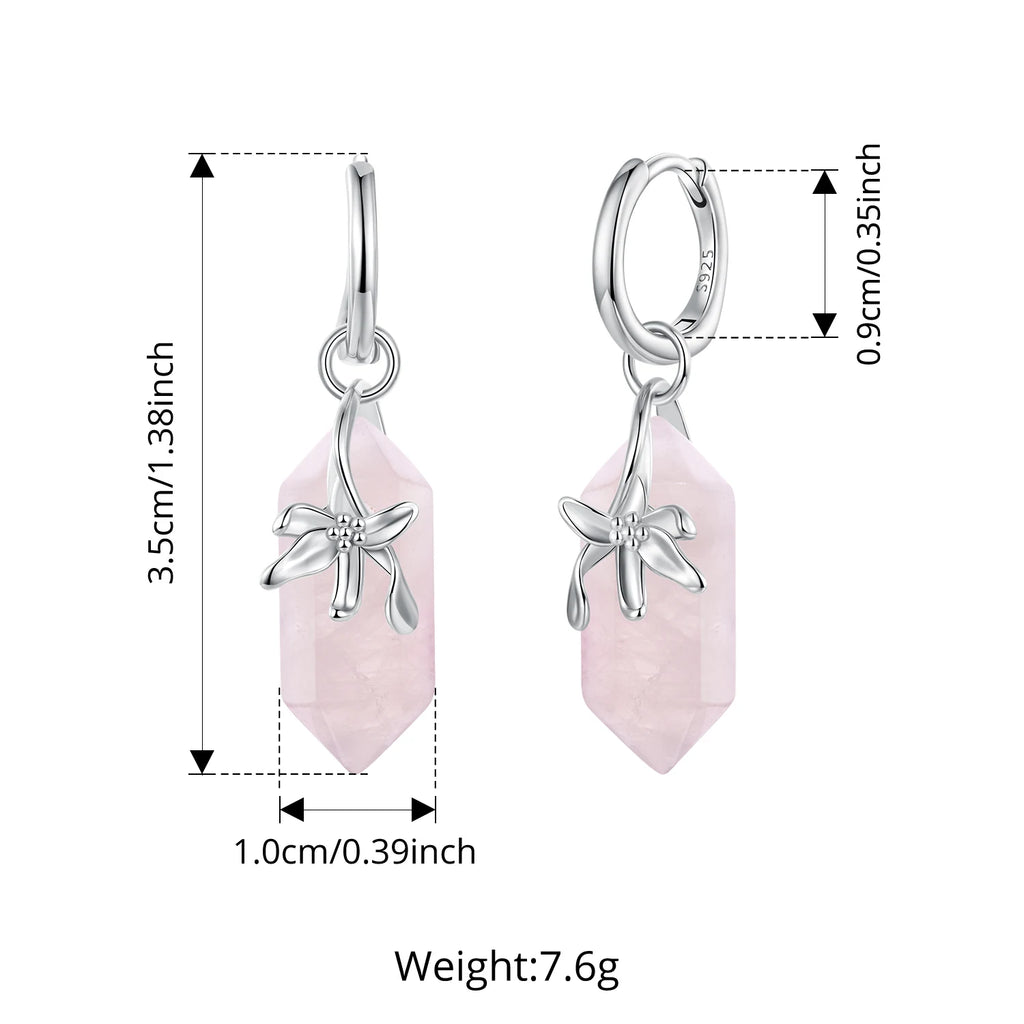 Bamoer 925 Sterling Silver Pink Natural Crystal