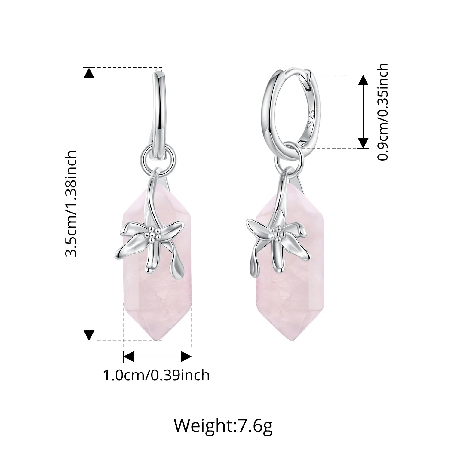 Bamoer 925 Sterling Silver Pink Natural Crystal