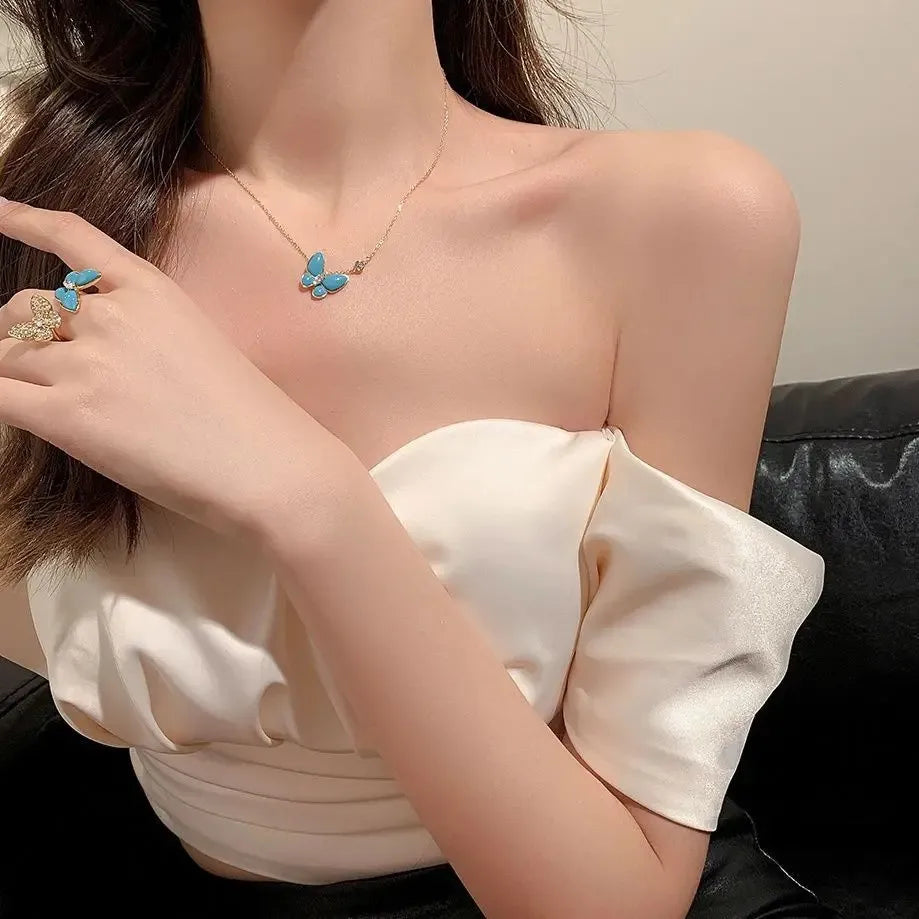 Fashion Butterfly Jewelry 18K Gold Plated 925