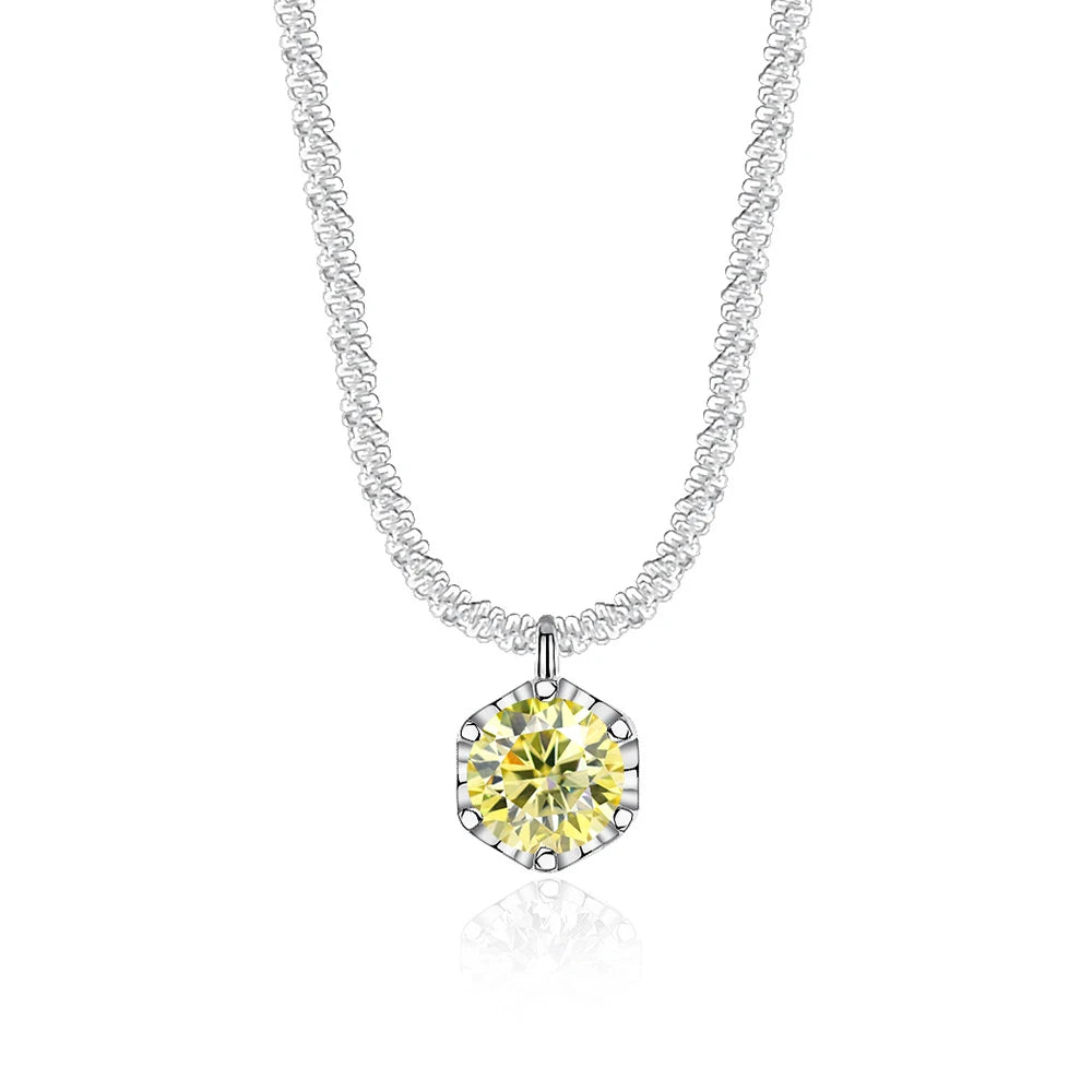 Luxury 1CT GRA Sparkling Moissanite Diamond White - Lemon Yellow / 40 plus 5cm / 1ct silver|China Mainland