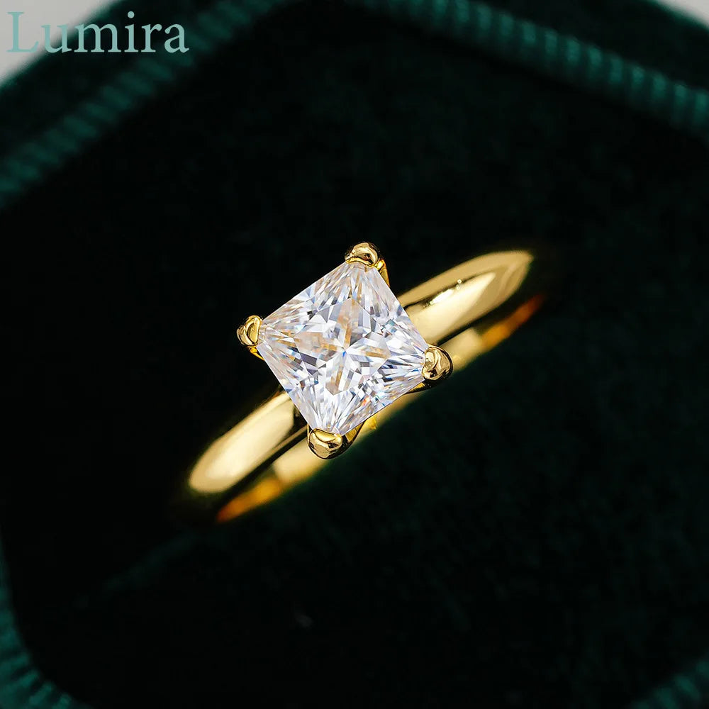 Lumira Princess Square 100% 18K Gold Ring Band