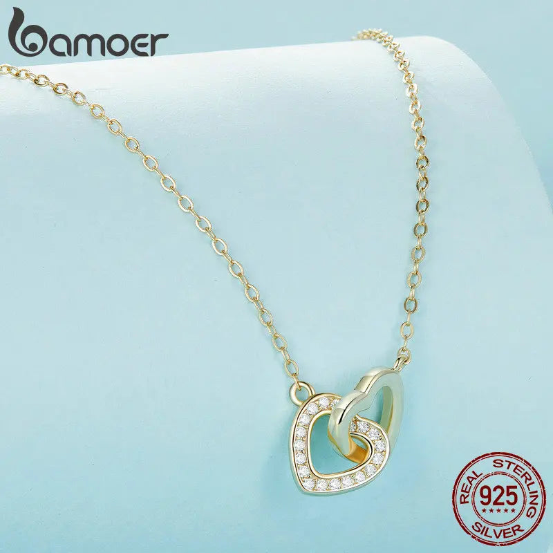 BAMOER 925 Sterling Silver Connected Heart Pendant