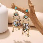 Boucles d'oreilles pendantes Pégase vintage en émail pour femme -