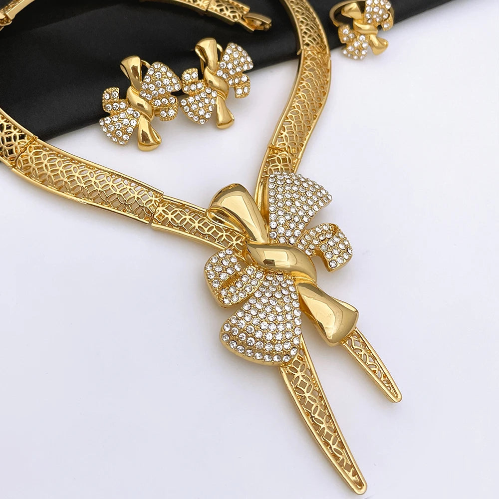 Italy 18k Gold Plated Women Jewelry Set Classic