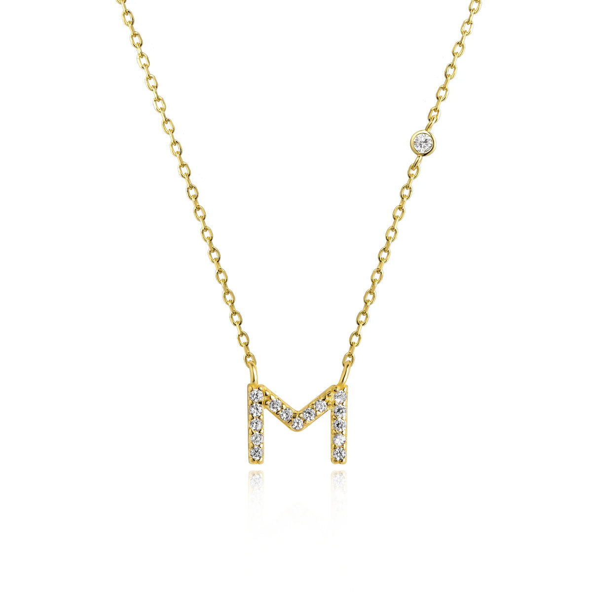 ANDYWEN 925 Sterling Silver Gold Small 26 Letters A- Z - Gold M