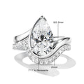 Birnenförmiger Moissanit-Ring, Braut-Set, 100 % 925er Silber