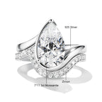 Birnenförmiger Moissanit-Ring, Braut-Set, 100 % 925er Silber