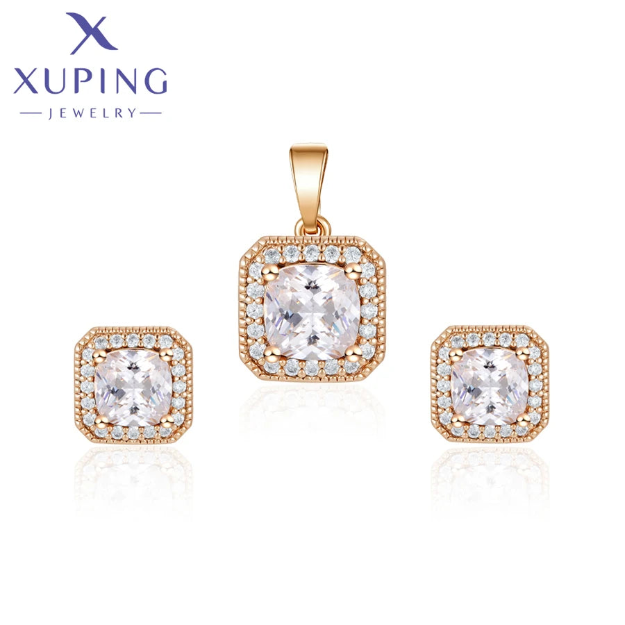 Xuping Jewelry Hot Sales Trendy Fashion Square Shaped - Gold-color / 45cm / WHITE