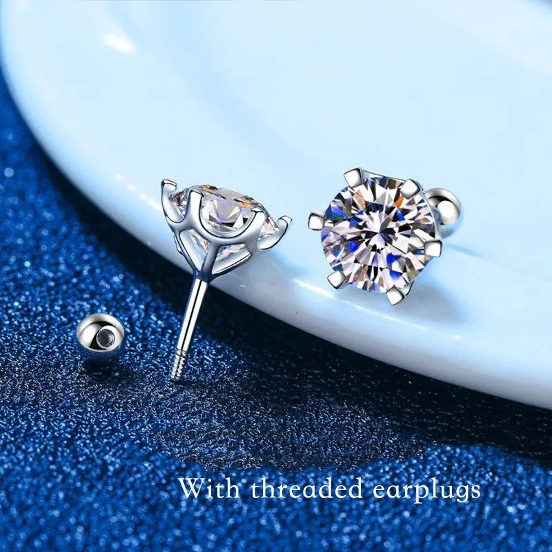 Gica Gema 0.5-2ct Moissanite Screw Stud Earrings D