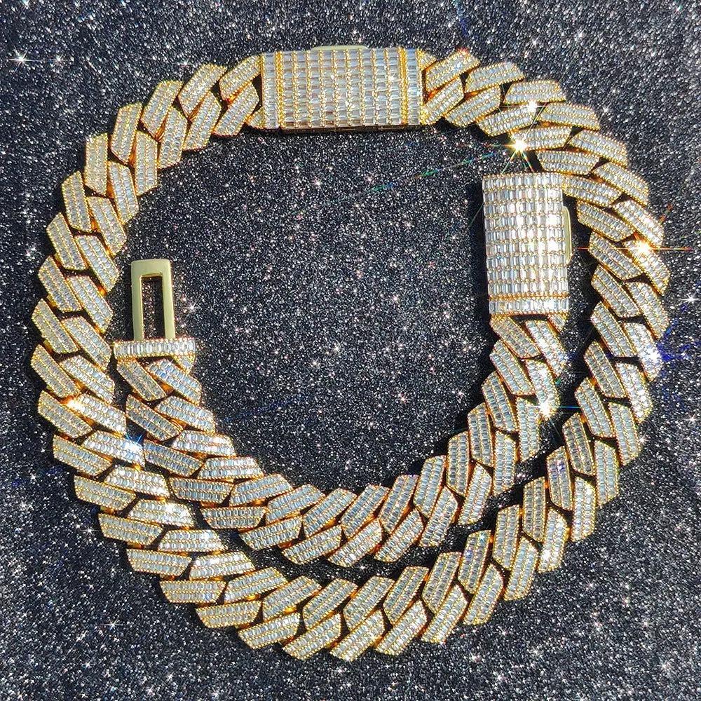 Hip Hop Two Stone 20mm Heavy Choker Necklace 2
