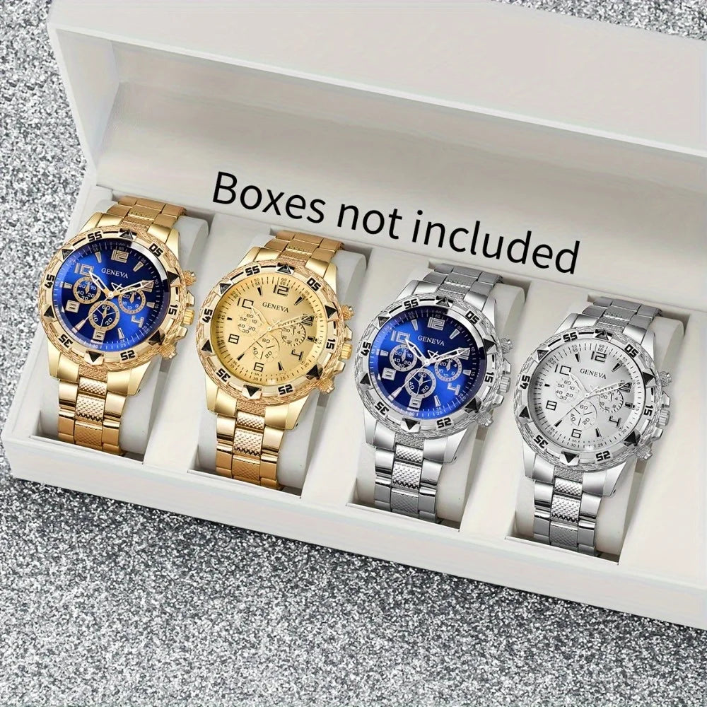 [4pcs/set Business Quartz Watch] Large Dial Trendy