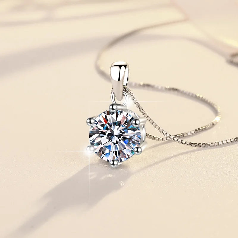 1Carat Genuine Moissanite Pendant Necklace for Women