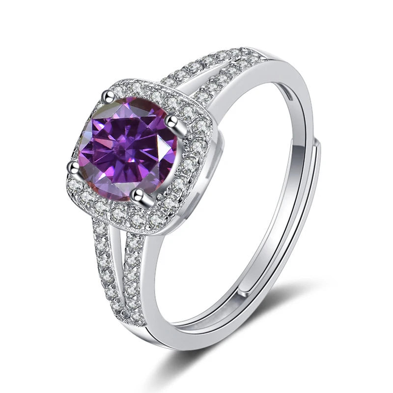 JoyceJelly 13 Color Real Moissanite Ring 1CT 6.5MM