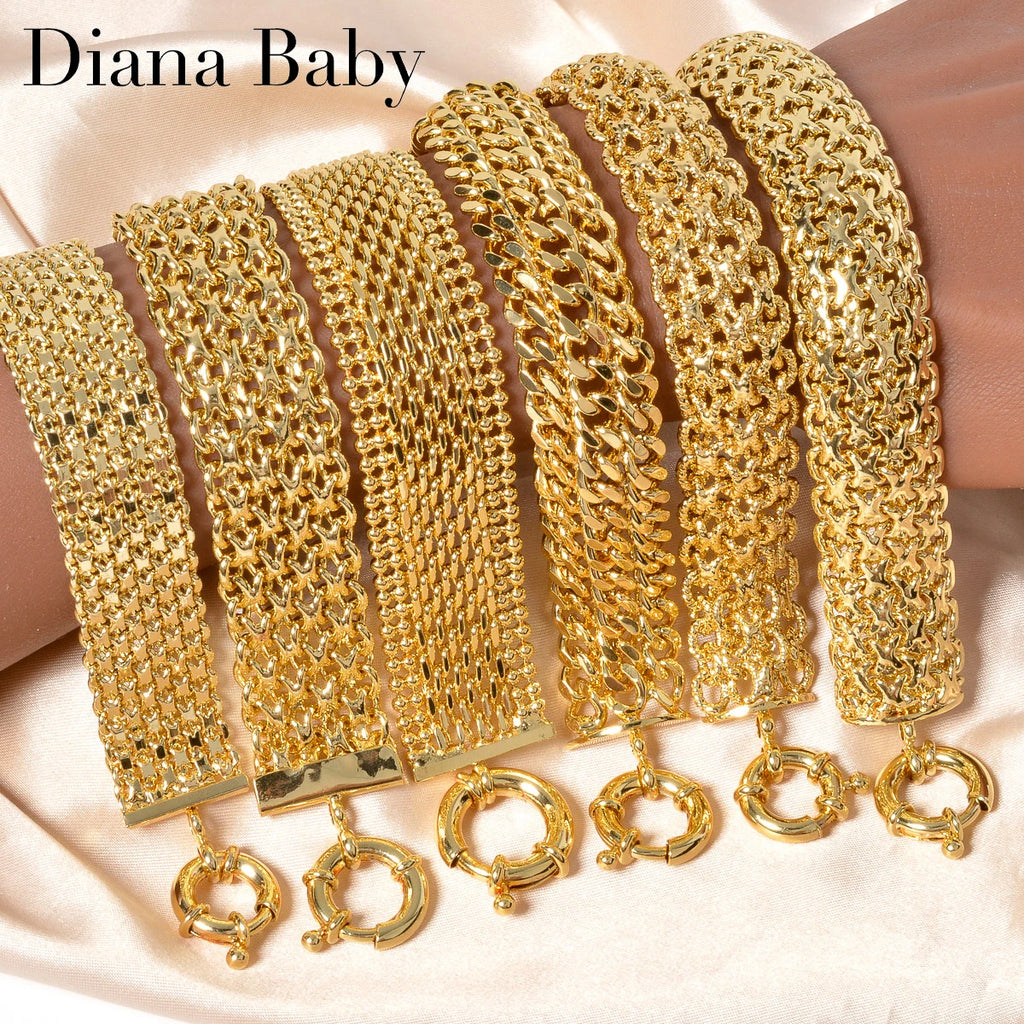 New 18MM wide copper chain bracelet unisex 18K gold