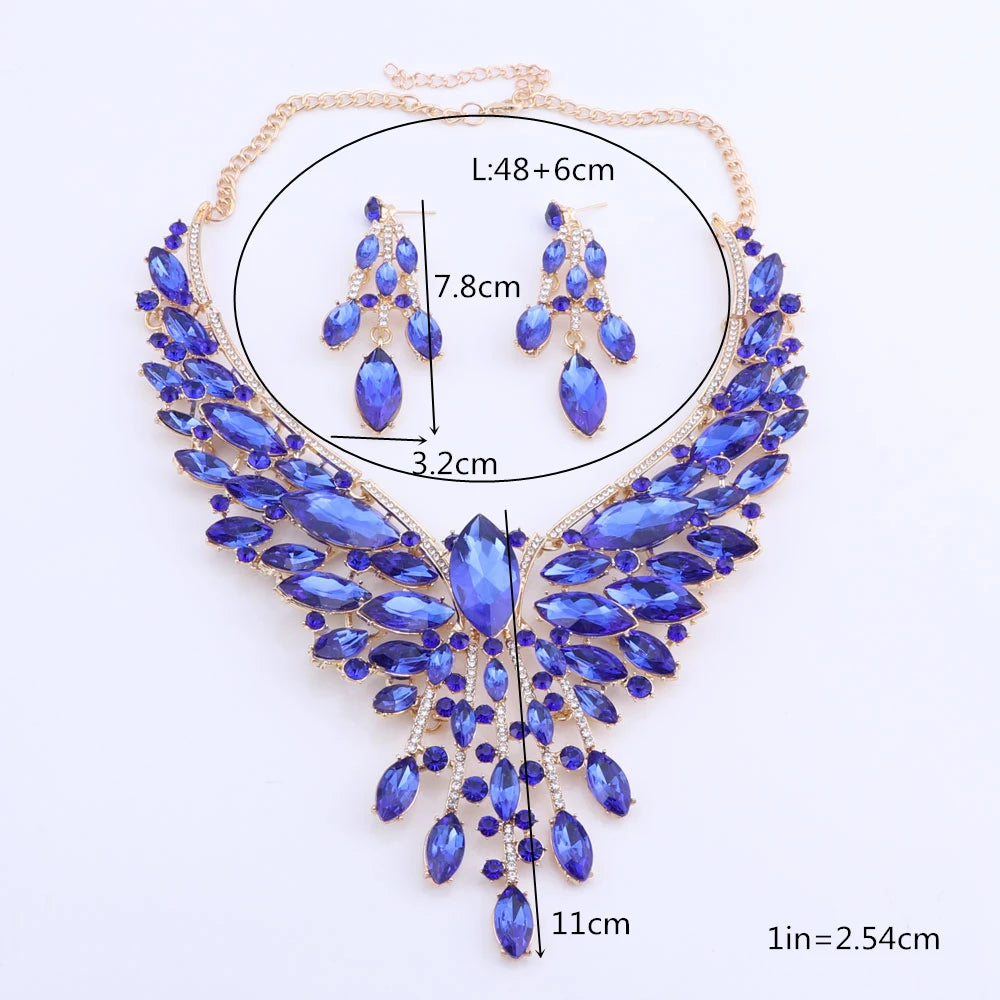Crystal Bridal Jewelry Sets Wedding Party Costume.